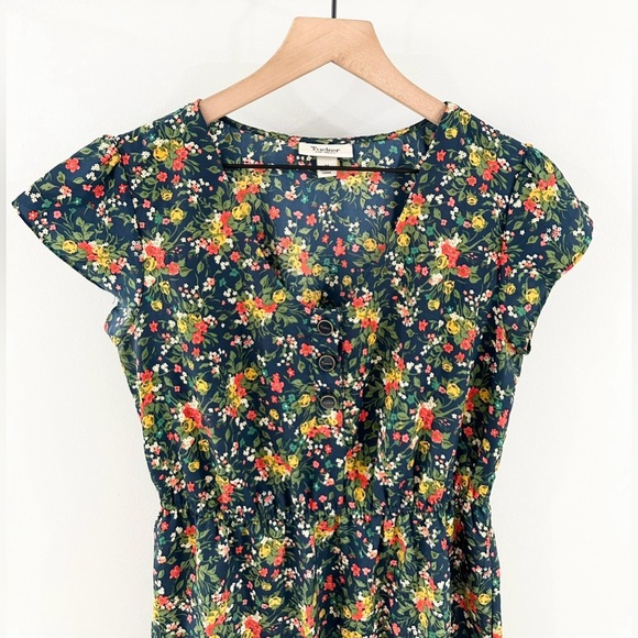 Tucker For Target Short Sleeve Floral Dress Navy Size Medium - Picture 3 of 6
